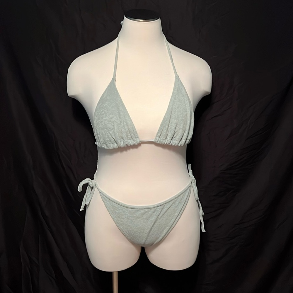 PrettyLittleThing- Terry Cloth Bikini- Teal UK size 20= USA Size 16